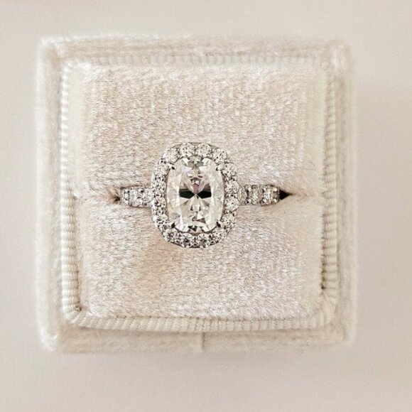 2 CT Elongated Cushion Cut Moissanite Ring --Sterling Silver Gold-Plated - Picture 3 of 6